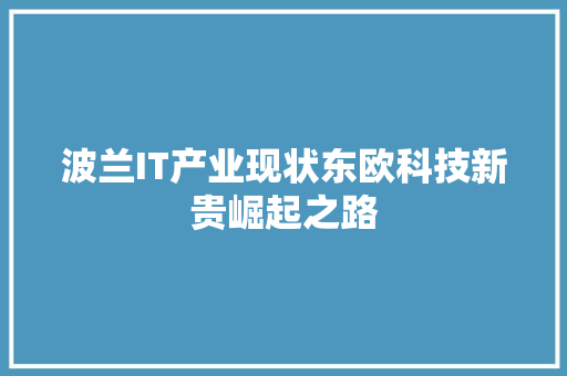 波兰IT产业现状东欧科技新贵崛起之路