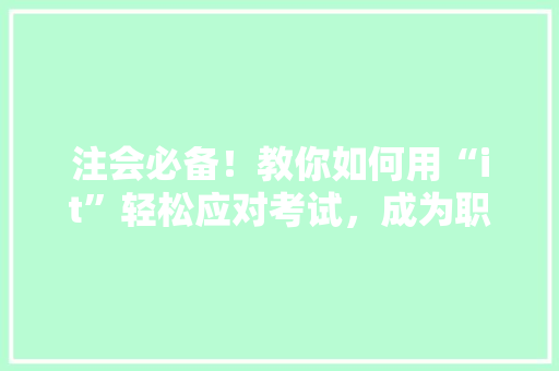注会必备！教你如何用“it”轻松应对考试，成为职场佼佼者 英文谷歌算法