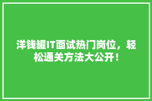洋钱罐IT面试热门岗位，轻松通关方法大公开！