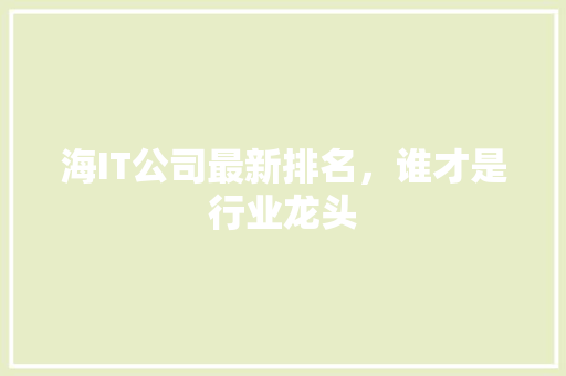 海IT公司最新排名，谁才是行业龙头