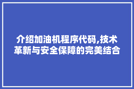 介绍加油机程序代码,技术革新与安全保障的完美结合 介绍加油机程序代码,技术革新与安全保障的完美结合 seo技术