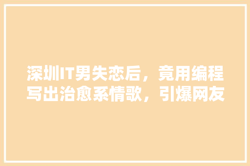 深圳IT男失恋后，竟用编程写出治愈系情歌，引爆网友泪点！