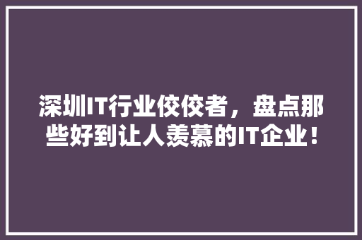 深圳IT行业佼佼者，盘点那些好到让人羡慕的IT企业！