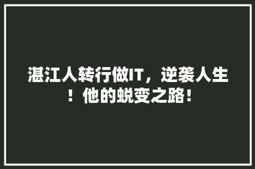 湛江人转行做IT，逆袭人生！他的蜕变之路！