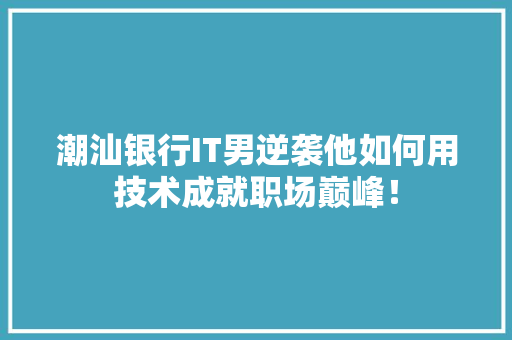潮汕银行IT男逆袭他如何用技术成就职场巅峰！