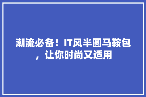 潮流必备！IT风半圆马鞍包，让你时尚又适用 网站开发