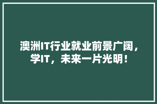 澳洲IT行业就业前景广阔，学IT，未来一片光明！ 英文谷歌算法