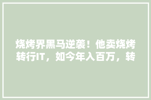 烧烤界黑马逆袭！他卖烧烤转行IT，如今年入百万，转型方法！ 小程序开发