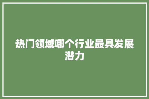 热门领域哪个行业最具发展潜力 英文谷歌算法