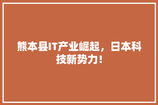 熊本县IT产业崛起，日本科技新势力！ 小程序开发