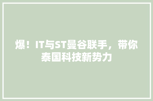 爆！IT与ST曼谷联手，带你泰国科技新势力
