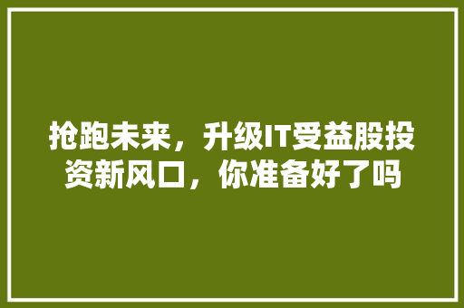 抢跑未来，升级IT受益股投资新风口，你准备好了吗