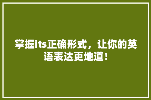 掌握its正确形式，让你的英语表达更地道！ 搜狗优化