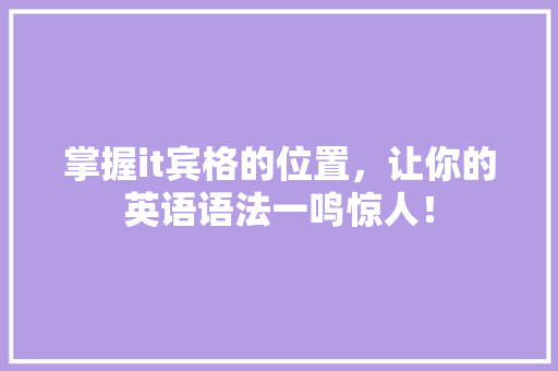 掌握it宾格的位置，让你的英语语法一鸣惊人！
