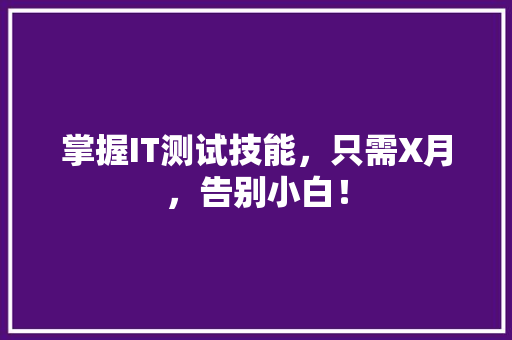 掌握IT测试技能，只需X月，告别小白！