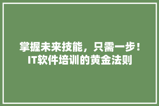 掌握未来技能，只需一步！IT软件培训的黄金法则 英文谷歌算法