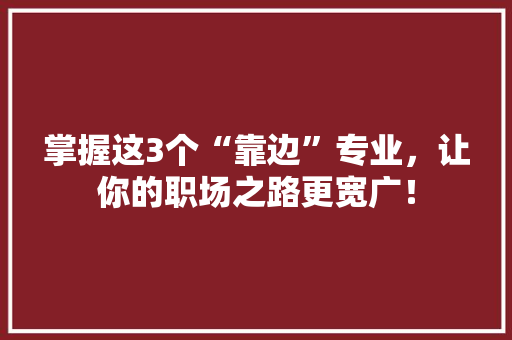 掌握这3个“靠边”专业，让你的职场之路更宽广！