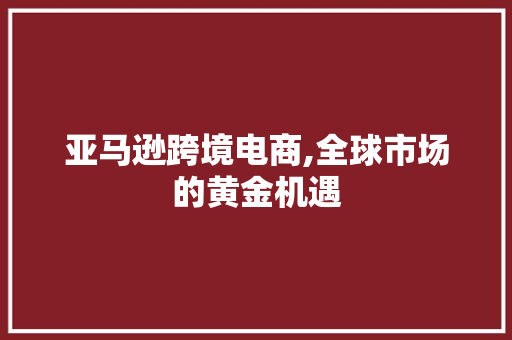 亚马逊跨境电商,全球市场的黄金机遇 亚马逊跨境电商,全球市场的黄金机遇 seo技术