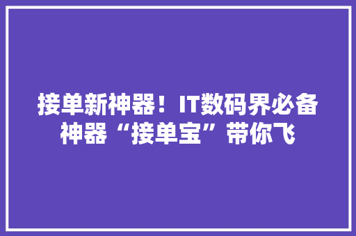 接单新神器！IT数码界必备神器“接单宝”带你飞