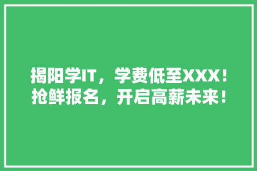 揭阳学IT，学费低至XXX！抢鲜报名，开启高薪未来！ 搜狗优化