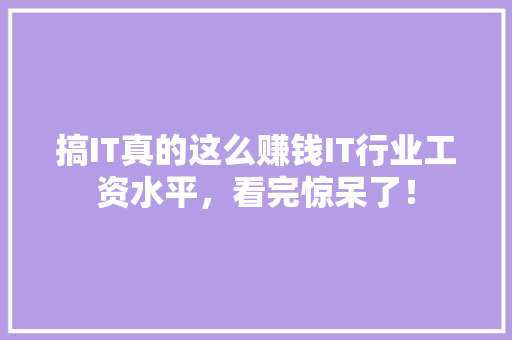 搞IT真的这么赚钱IT行业工资水平，看完惊呆了！