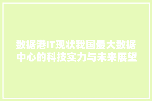 数据港IT现状我国最大数据中心的科技实力与未来展望