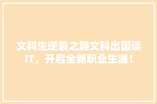 文科生逆袭之路文科出国读IT，开启全新职业生涯！