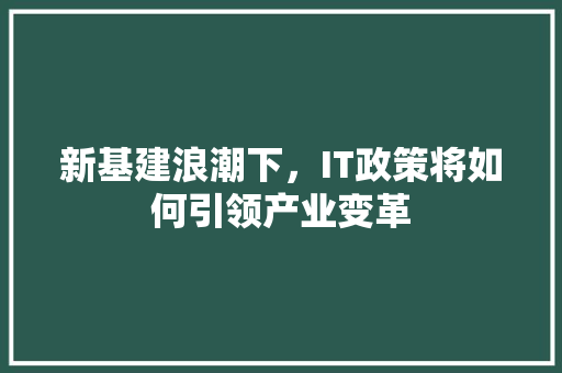 新基建浪潮下，IT政策将如何引领产业变革