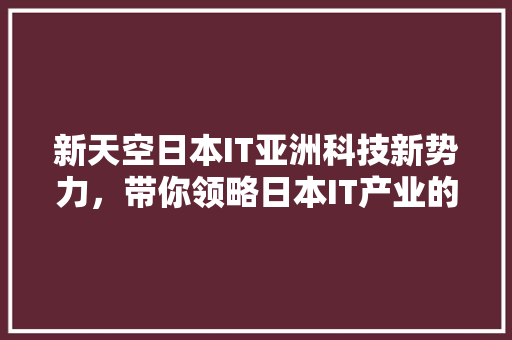 新天空日本IT亚洲科技新势力，带你领略日本IT产业的魅力！