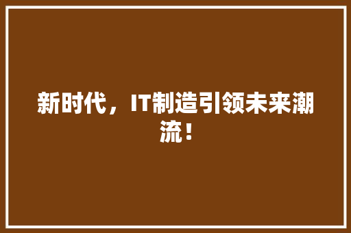 新时代，IT制造引领未来潮流！