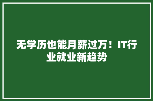 无学历也能月薪过万！IT行业就业新趋势 小程序开发