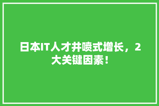 日本IT人才井喷式增长，2大关键因素！