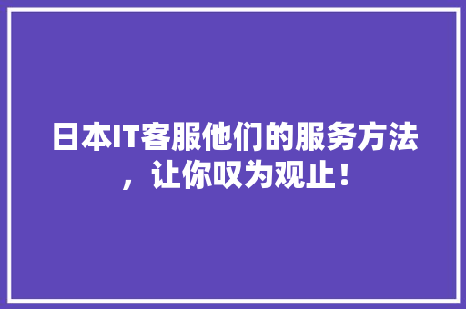 日本IT客服他们的服务方法，让你叹为观止！ 网站优化