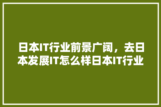 日本IT行业前景广阔，去日本发展IT怎么样日本IT行业优势与机遇！
