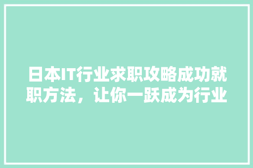 日本IT行业求职攻略成功就职方法，让你一跃成为行业精英！