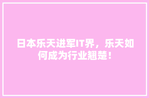 日本乐天进军IT界，乐天如何成为行业翘楚！