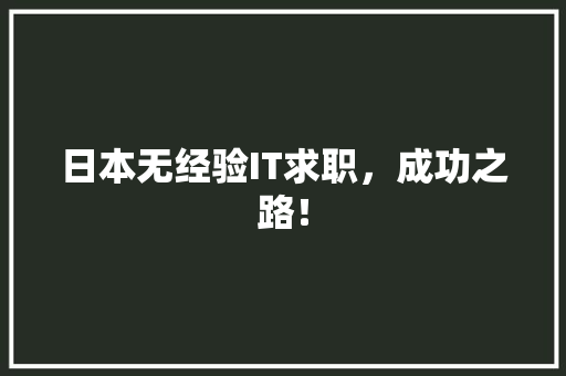 日本无经验IT求职，成功之路！ 头条优化