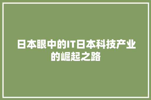 日本眼中的IT日本科技产业的崛起之路
