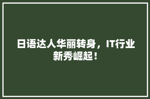 日语达人华丽转身，IT行业新秀崛起！
