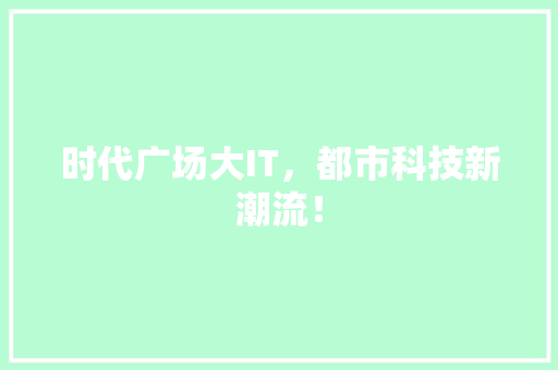 时代广场大IT，都市科技新潮流！