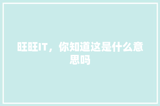 旺旺IT，你知道这是什么意思吗