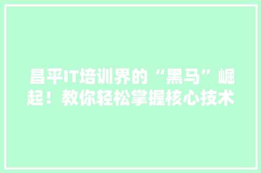 昌平IT培训界的“黑马”崛起！教你轻松掌握核心技术！