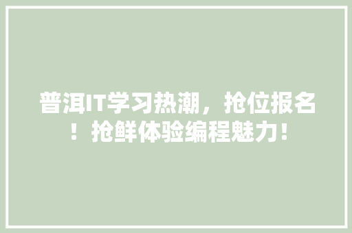 普洱IT学习热潮，抢位报名！抢鲜体验编程魅力！
