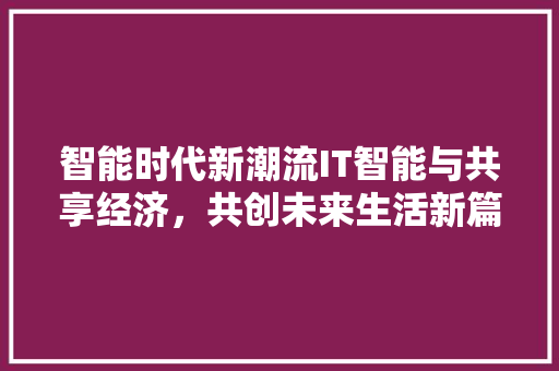 智能时代新潮流IT智能与共享经济，共创未来生活新篇章！ 头条优化