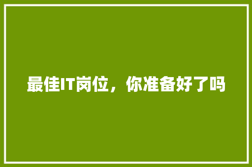 最佳IT岗位，你准备好了吗 小程序开发