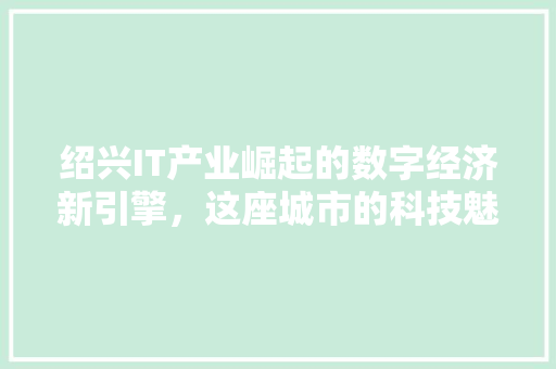 绍兴IT产业崛起的数字经济新引擎，这座城市的科技魅力！