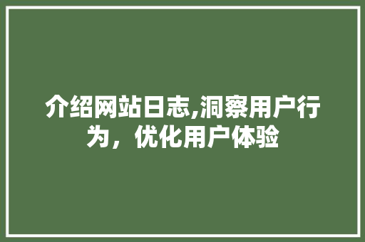 介绍网站日志,洞察用户行为，优化用户体验 介绍网站日志,洞察用户行为，优化用户体验 头条优化