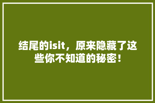 结尾的isit，原来隐藏了这些你不知道的秘密！ 360搜优化