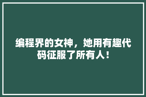 编程界的女神，她用有趣代码征服了所有人！ seo技术