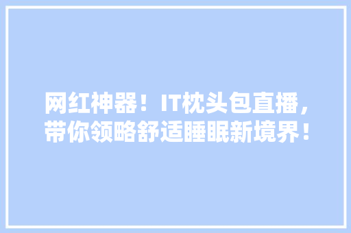 网红神器！IT枕头包直播，带你领略舒适睡眠新境界！